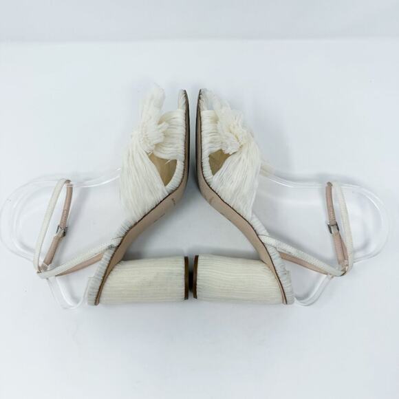Loeffler Randall Cream Camellia Pleated Bow Heels Women's US Size 7.5 Open Toe - Picture 7 of 11